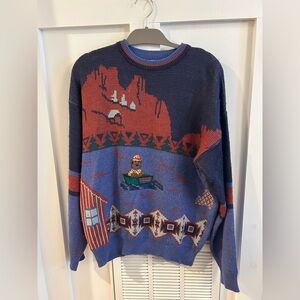 Vintage Berto Lucci Sweater 90's winter Embroidered bear size large